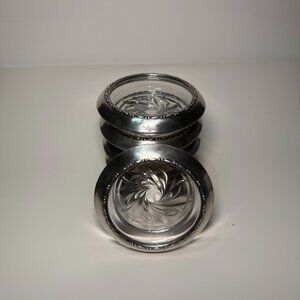 Beautiful Set of 6 Antique Crystal Armston Sterling 144 Coasters